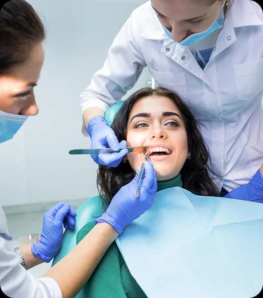 Specialist dentist with patient