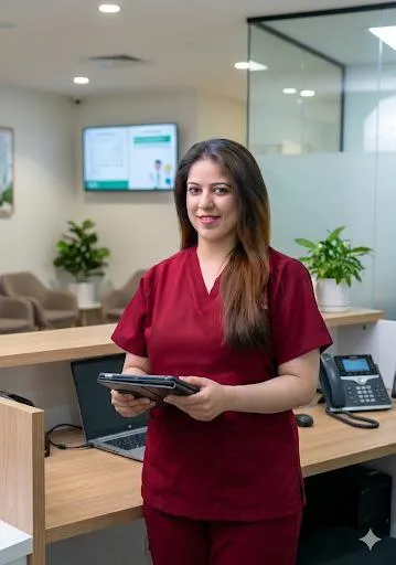 Dr. Mehak Tariq overseeing clinic operations and insurance coordination at Magnum Clinic